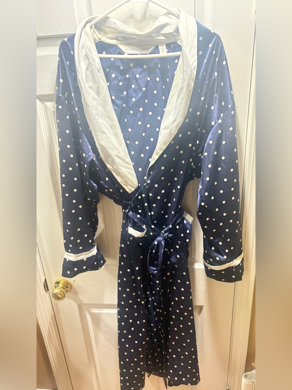 Vintage Victoria’s Secret Silky Polka Dot Long Robe dressing gown size m/l